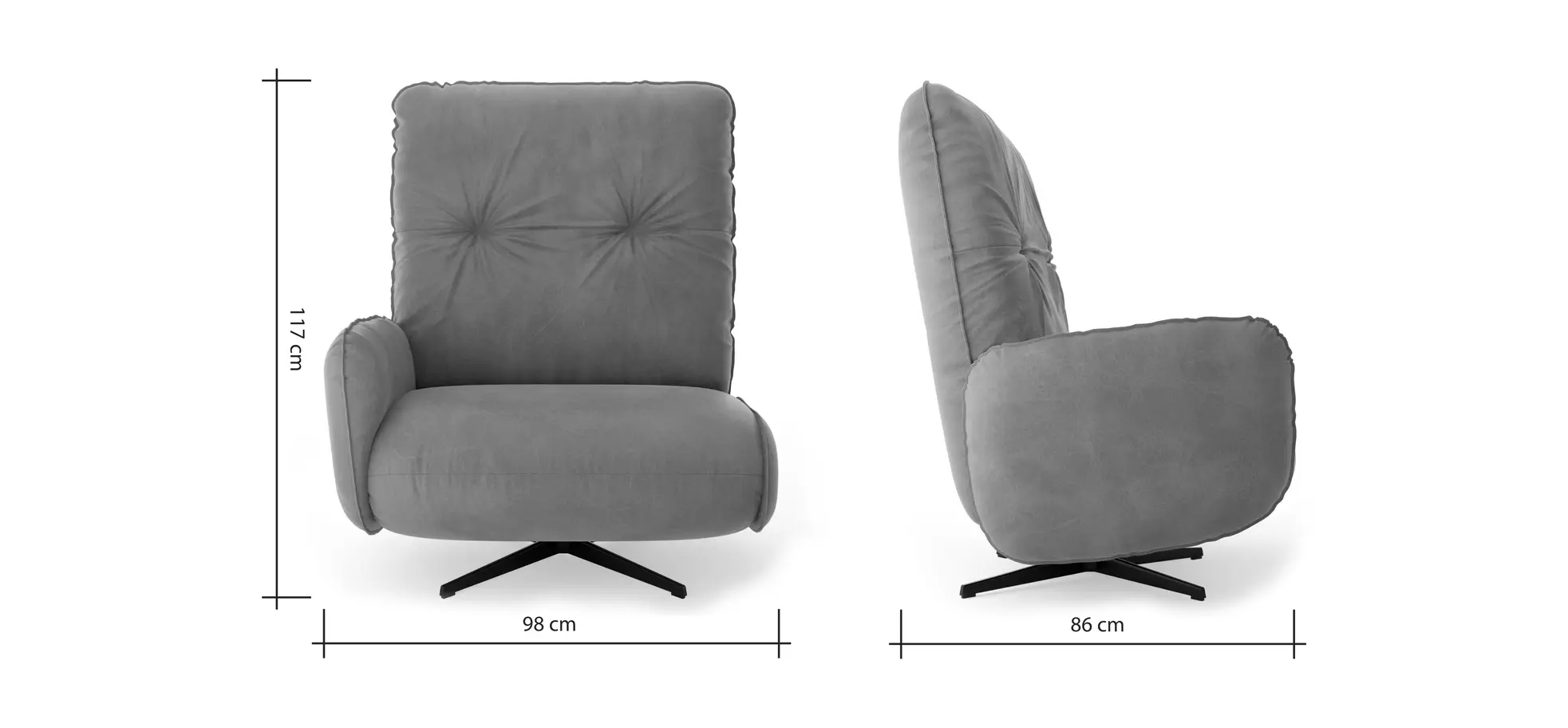 Loungesessel Lovere - Leder, Curry, Armlehne links