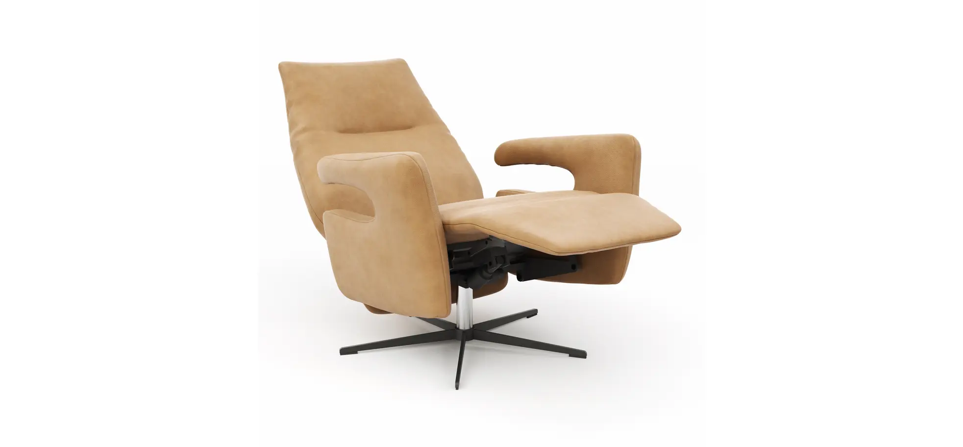 Relaxsessel Lucero 2.0 -  Kopfteil/Fußteil/Rückenlehne verstellbar, Leder, Cognac