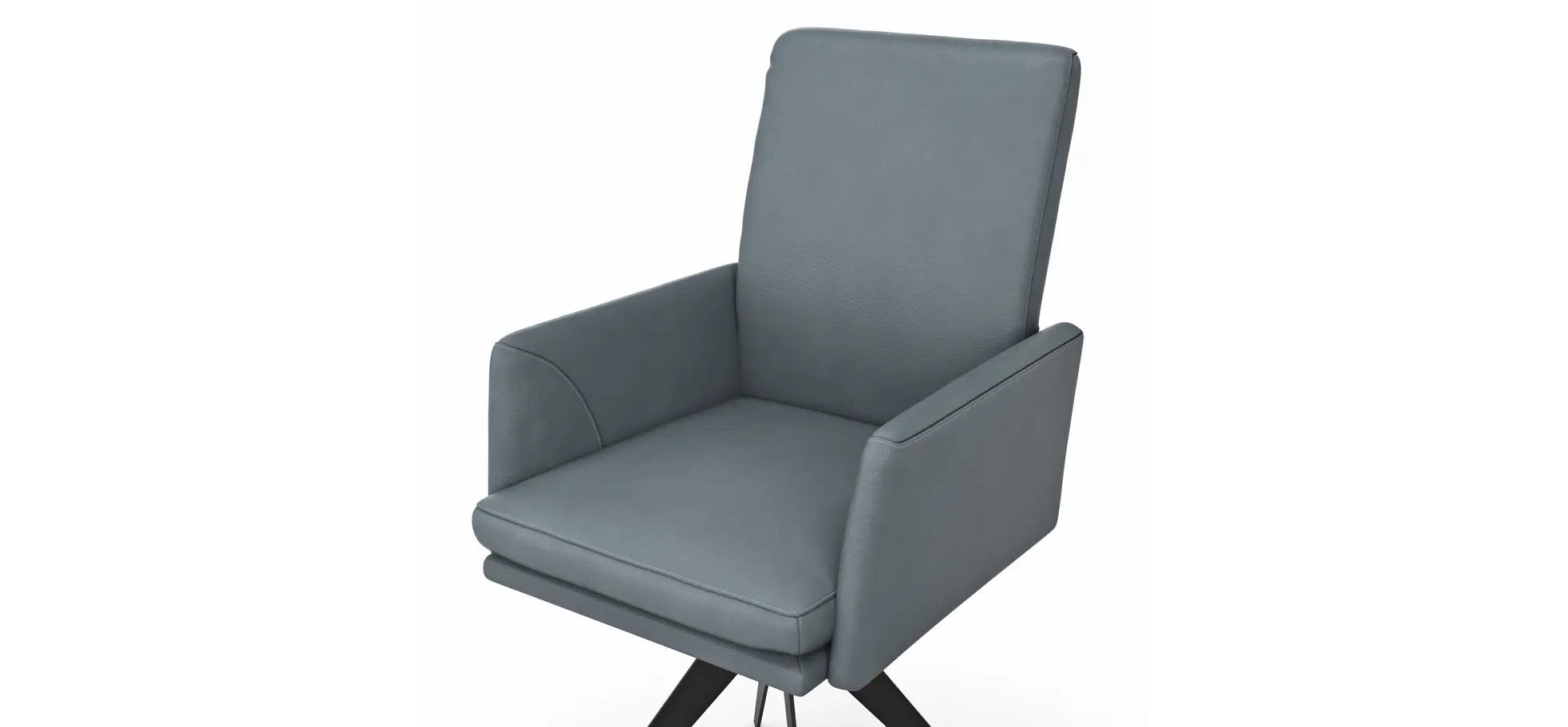 Armlehnstuhl Valloni, Leder, Hellblau