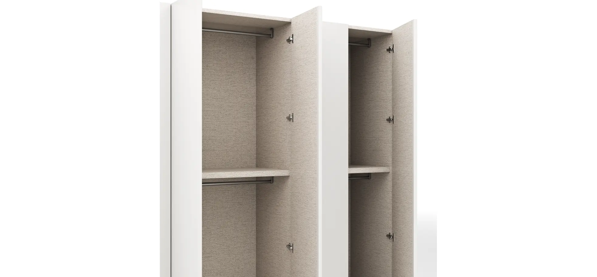 Drehtürenschrank Loretto - B ca. 280 cm, Melamin matt, Weiß