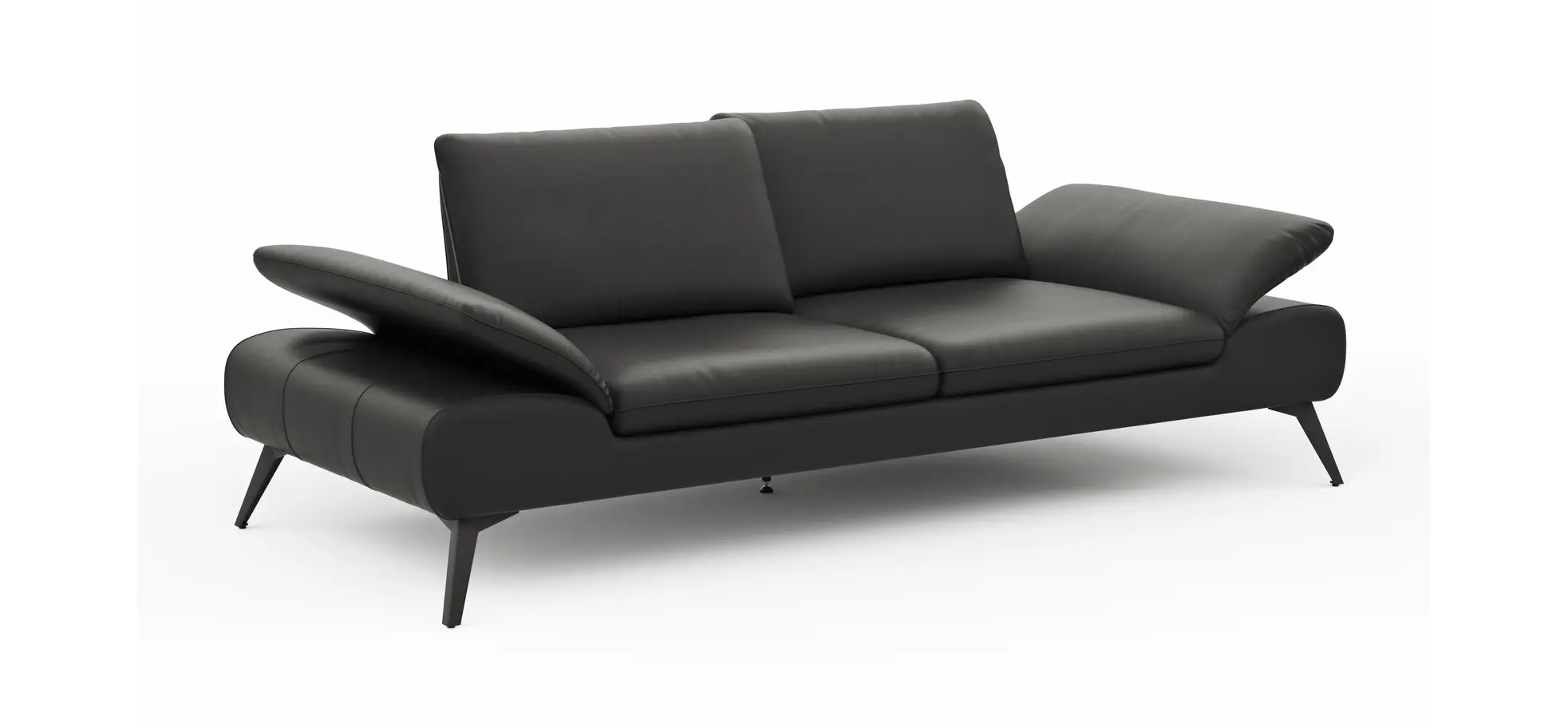 Sofa Collina - 3-Sitzer, Leder, Schwarz