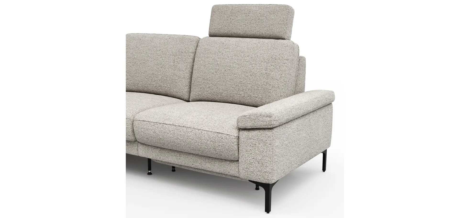 Ecksofa Matero - Ecke mit 2-Sitzer rechts inkl. Relaxfunktion motorisch und Sitzvorzug, Stoff, Hellgrau