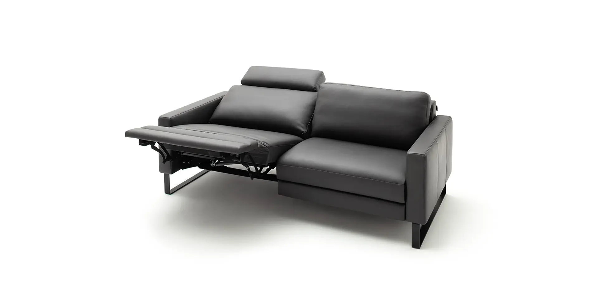 Sofa Enna - 3,5-Sitzer inklusive Relaxfunktion (motorisch), links und rechts, Leder, Anthrazit