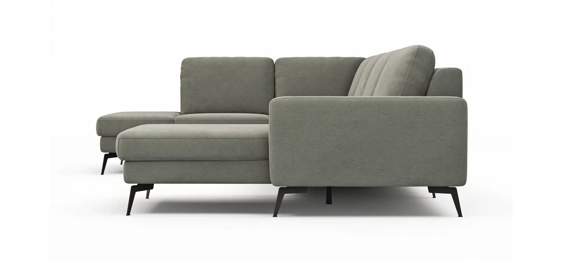 Wohnlandschaft Enna - Ecke links, 2,5-Sitzer, Longchair rechts, Stoff, Grau