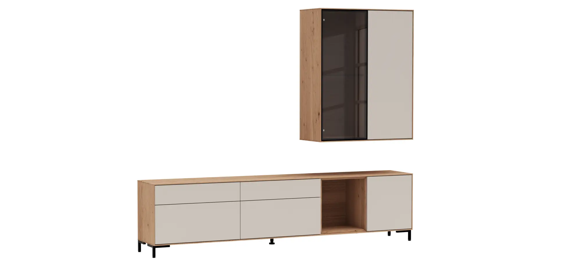 Wohnwand Medio - Melamin, Sand 144737