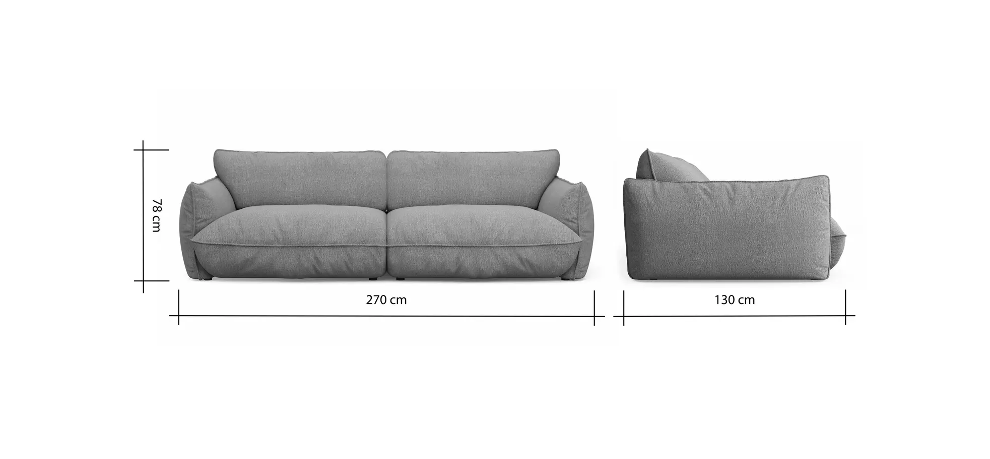 Sofa Fluffy - 4-Sitzer inkl. Rückenlehne verstellbar, Stoff, Taupe