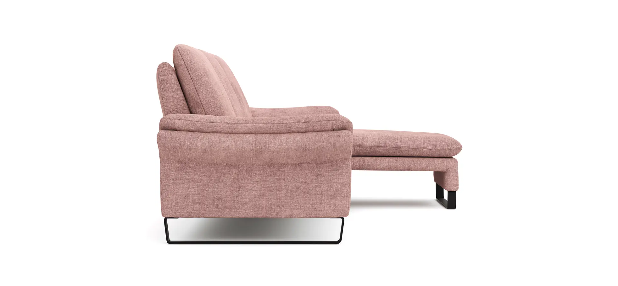 Ecksofa Tenero - 2-Sitzer mit Longchair rechts, Stoff, Helles Rosa