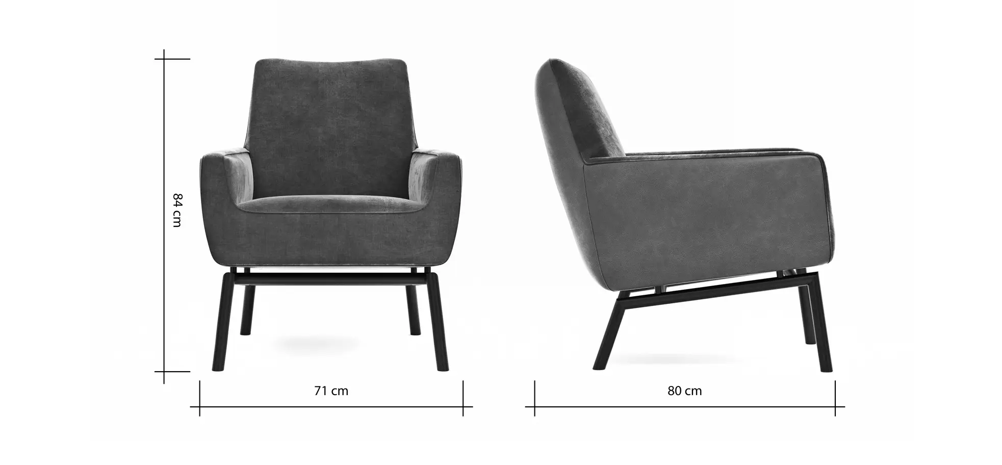 Sessel Matina - Größe M, Leder&Stoff, Dunkelbraun, Mauve