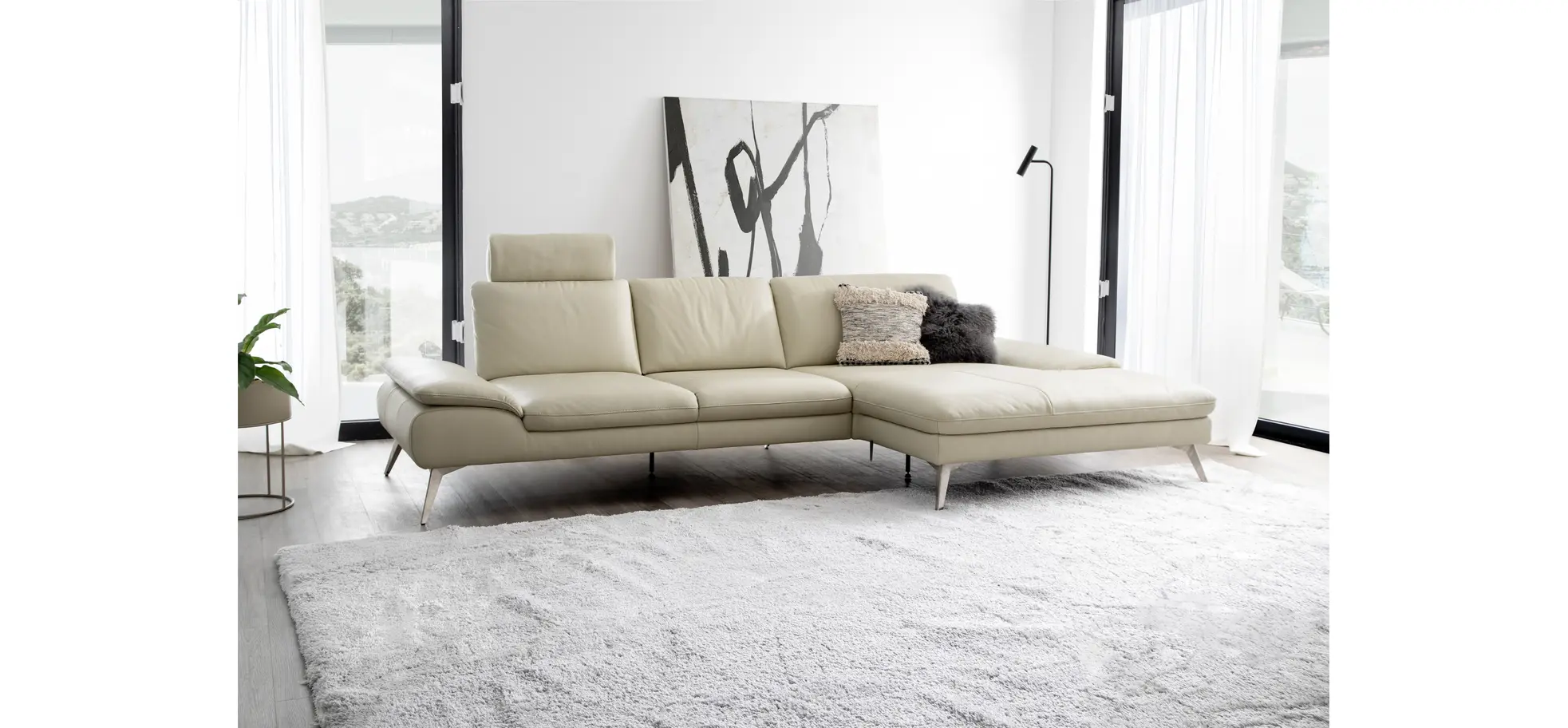 Sofa Collina - 3-Sitzer, Leder, Schwarz