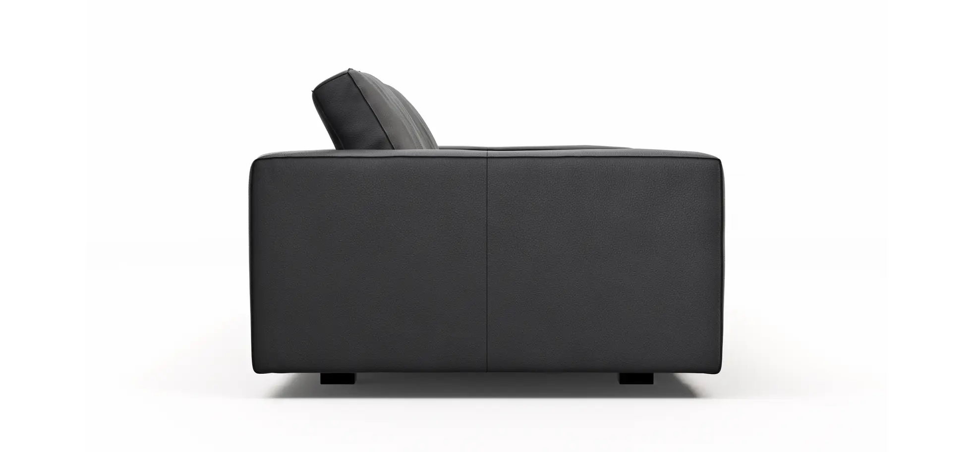 Sofa Aprino 1 - 3,5-Sitzer L, Dickleder, Schwarz, Armlehne Block breit