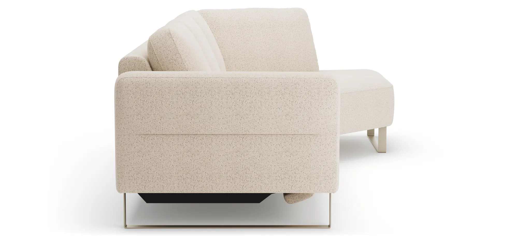 Ecksofa Leona - 2,5-Sitzer mit Ecke rechts inkl. Relaxfunktion motorisch, Stoff, Creme 