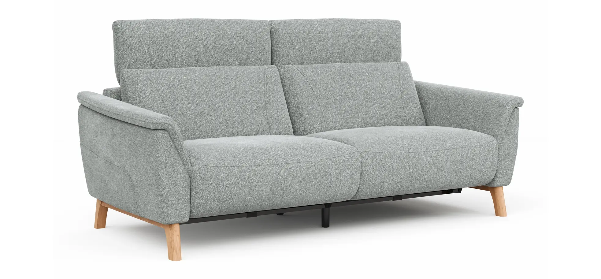 Sofa Nevin - 3-Sitzer, inkl. Relaxfunktion und Kopfteilverstellung (motorisch), Stoff, Silbergrau 