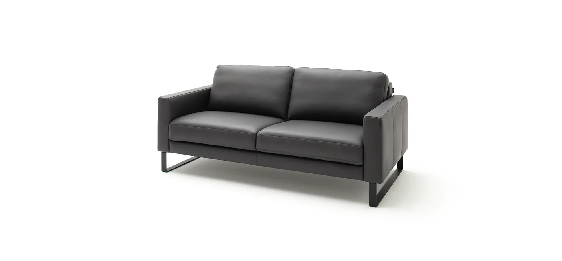 Sofa Enna - 3-Sitzer, Leder, Anthrazit