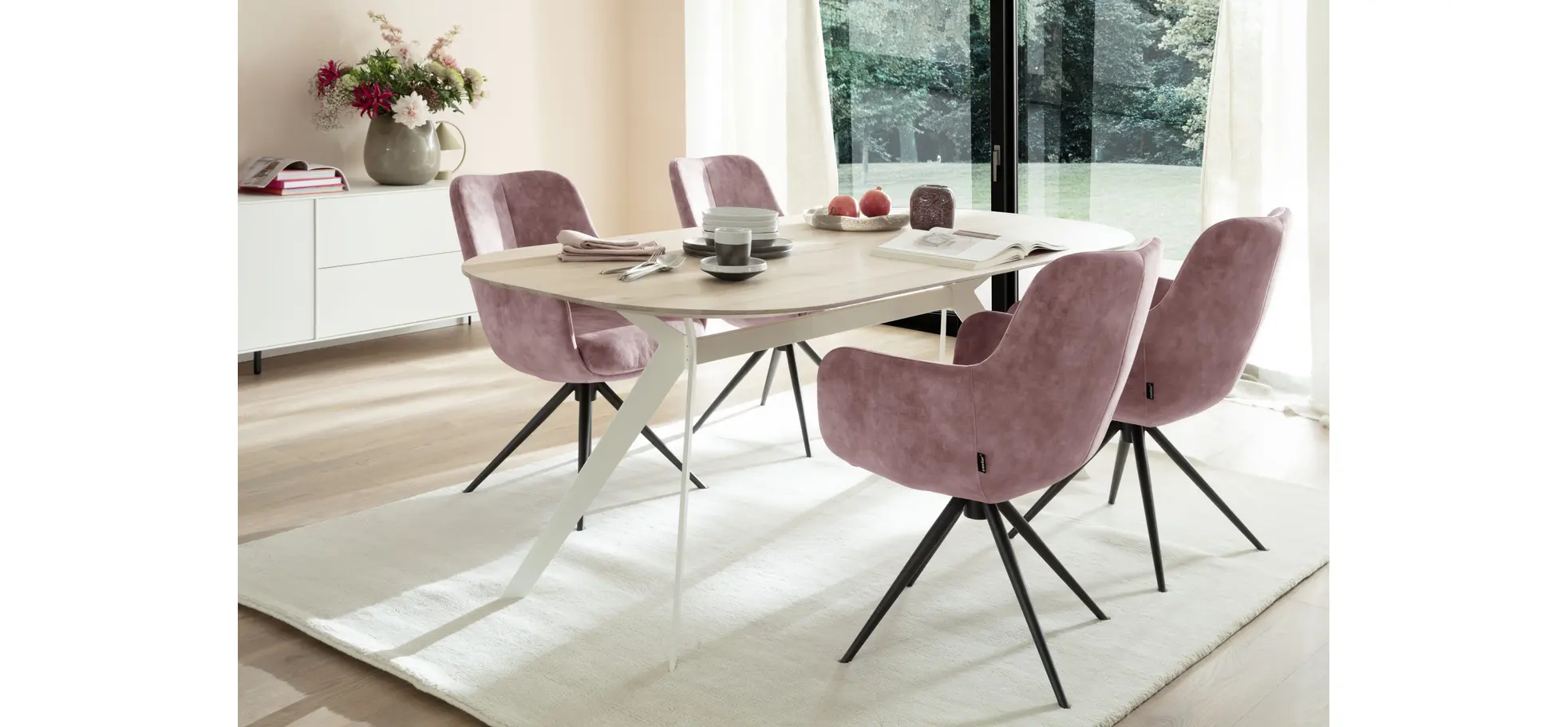 Armlehnstuhl Mis - Drehbar, Stoff, Weinrot, Gestell, Anthrazit