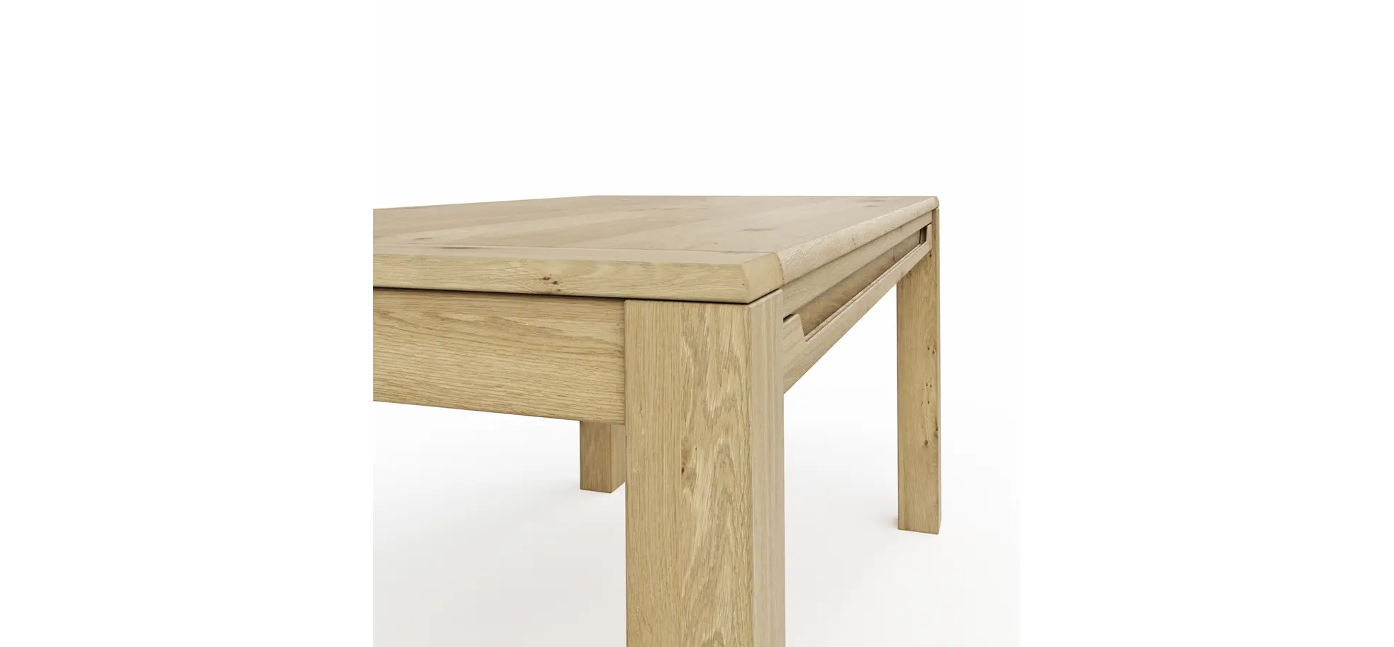 Esstisch Amora - ausziehbar, LB ca. 180x90 cm, Wildeiche massiv bianco