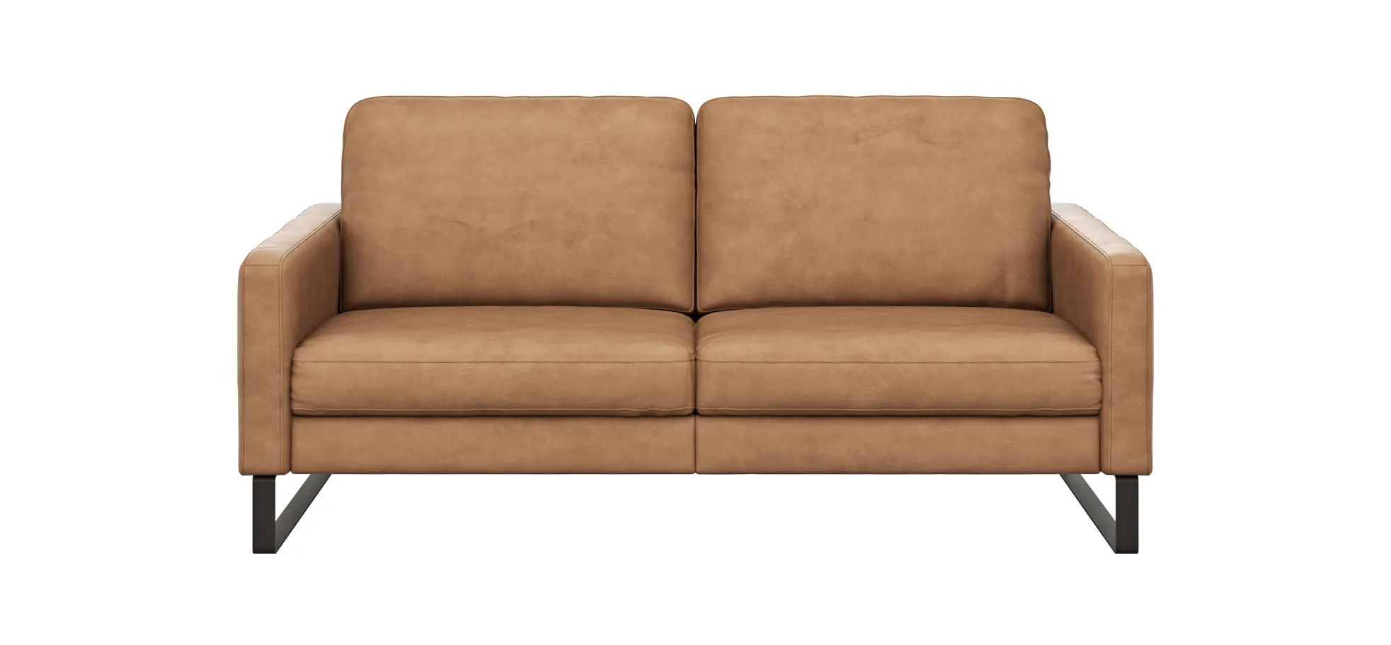 Sofa Enna - 3-Sitzer, Armlehne A, Leder, Cognac Kufe, Schwarz 111496
