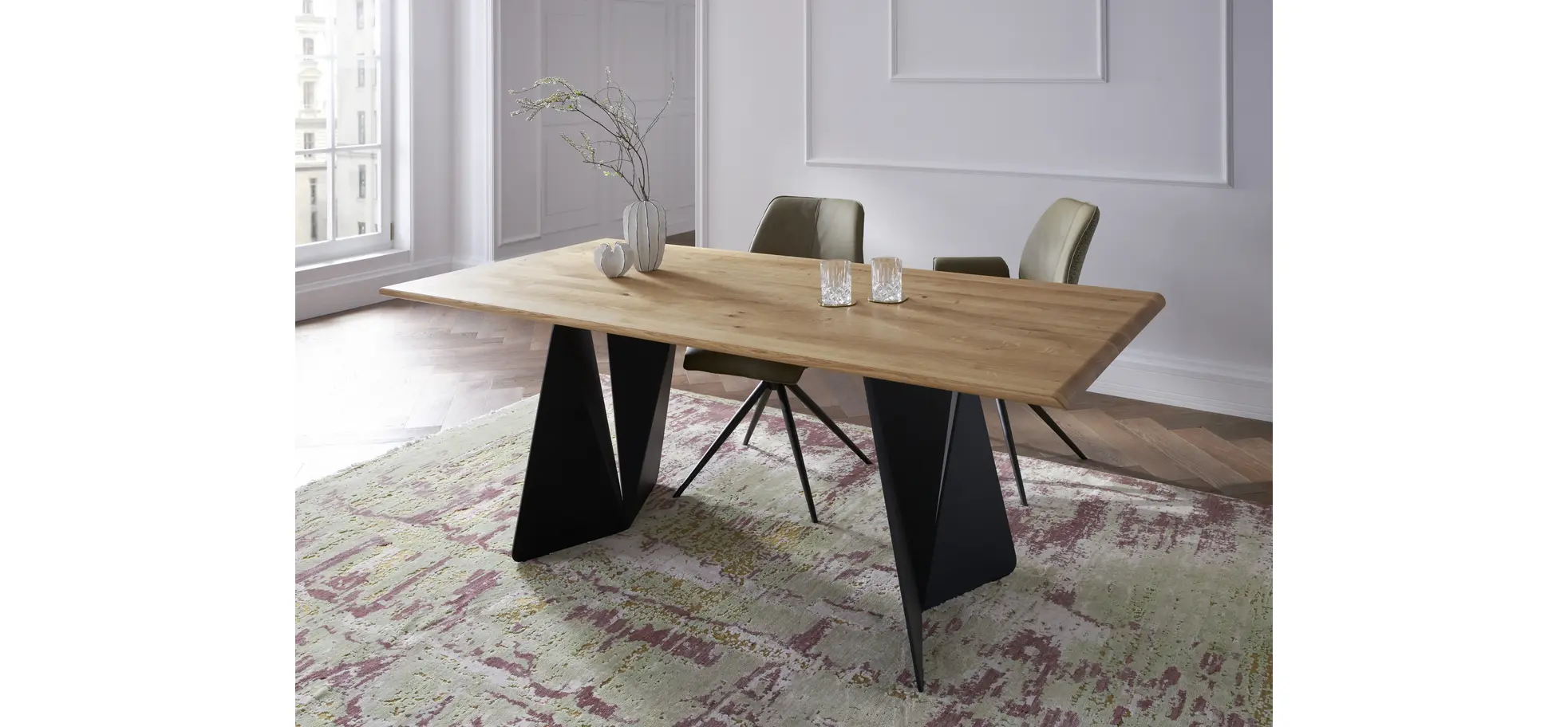 Esstisch Cinque Passi - LB ca. 240x95 cm, Asteiche massiv natur