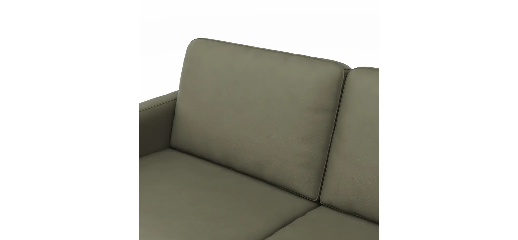 Ecksofa Enna - 3-Sitzer mit Longchair rechts, Armlehne A, Leder, Olive