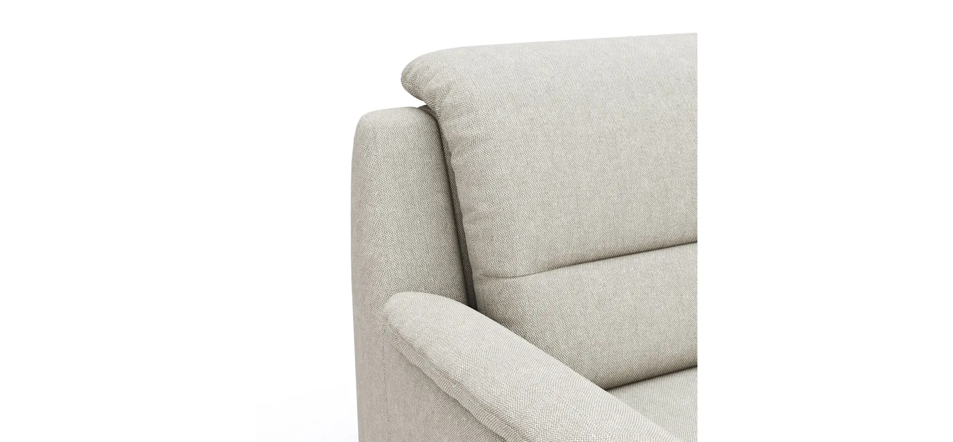 Ecksofa Cornella Classic - 2-Sitzer mit Ecke rechts, Stoff, Creme