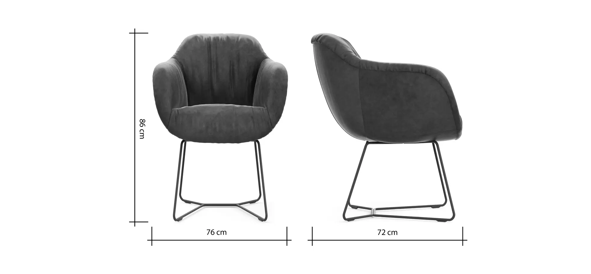 Dinnerchair Sevano - Leder, Anthrazit