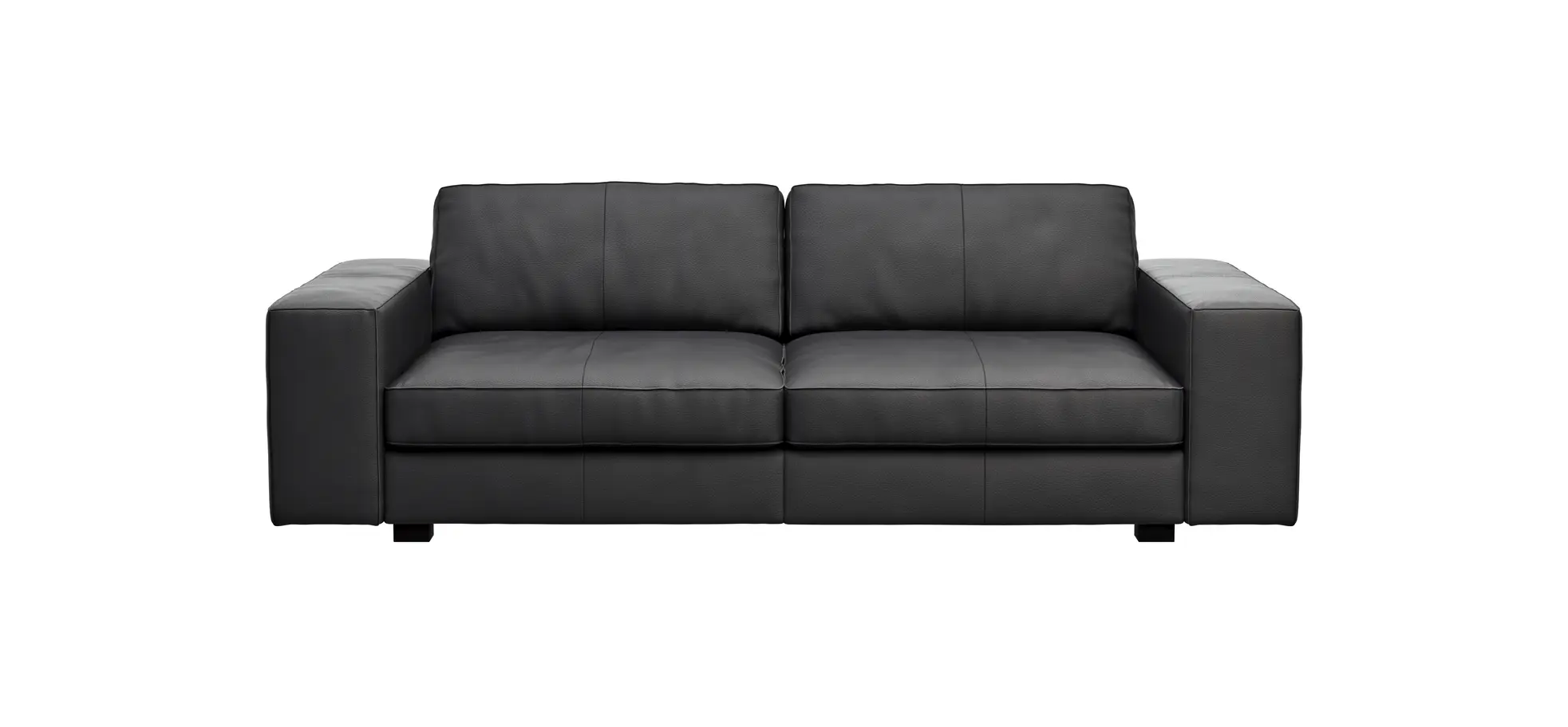 Sofa Aprino 1 - 3,5-Sitzer XL, Dickleder, Schwarz, Armlehne Block breit