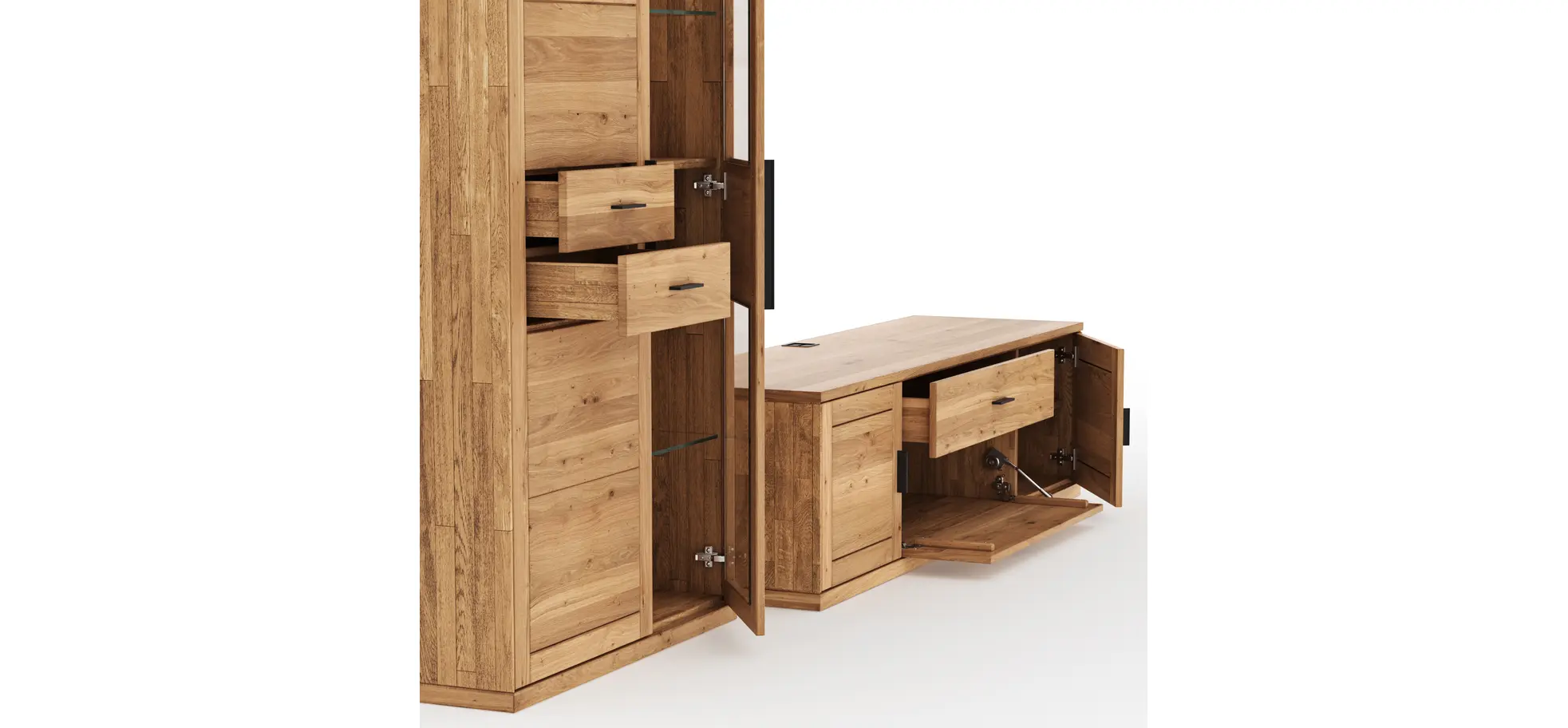 Wohnwand Faro 6.0 -  Wildeiche massiv, geölt