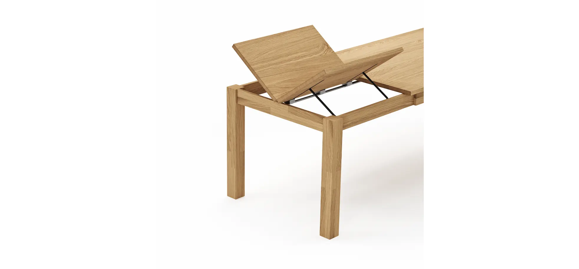 Esstisch Dinner - verlängerbar, LB ca. 180x90 cm, Wildeiche massiv