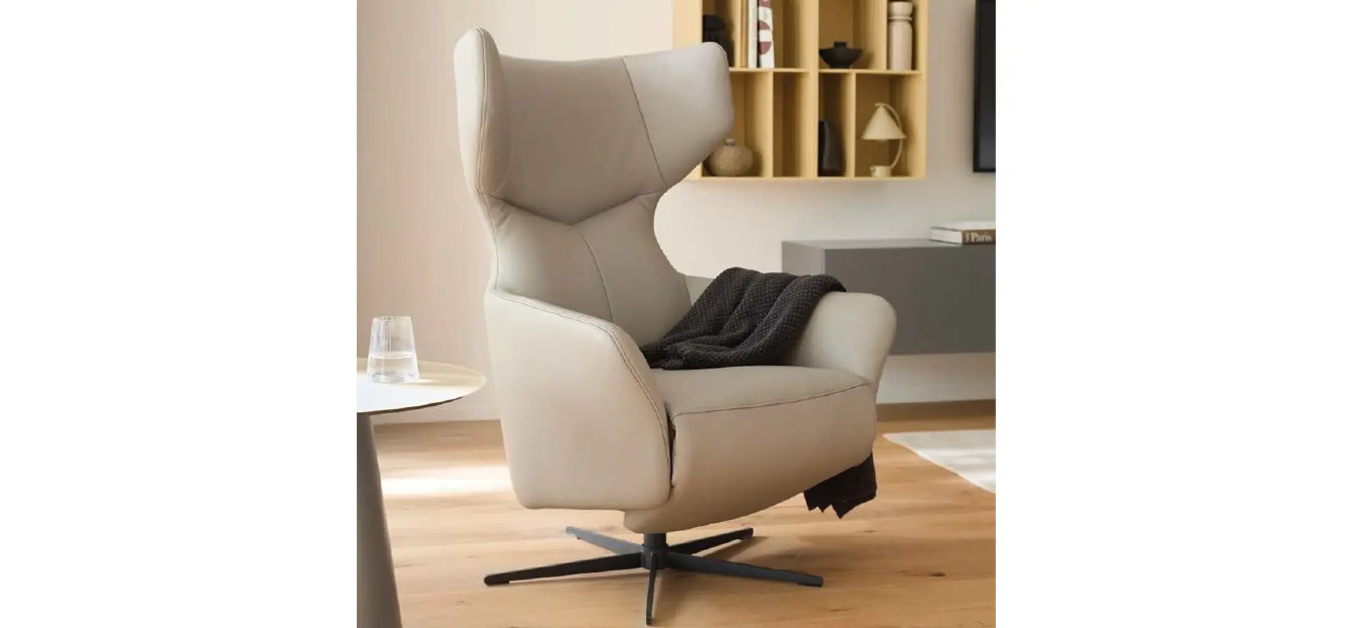 Sessel Noto Relax II - Rückenlehne und Fußteil verstellbar (motorisch), Leder, Grau