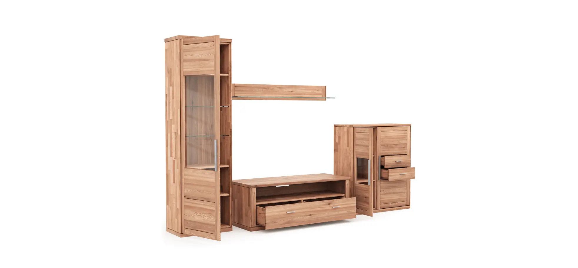 Wohnwand Faro 6.0 - Kernbuche massiv, geölt