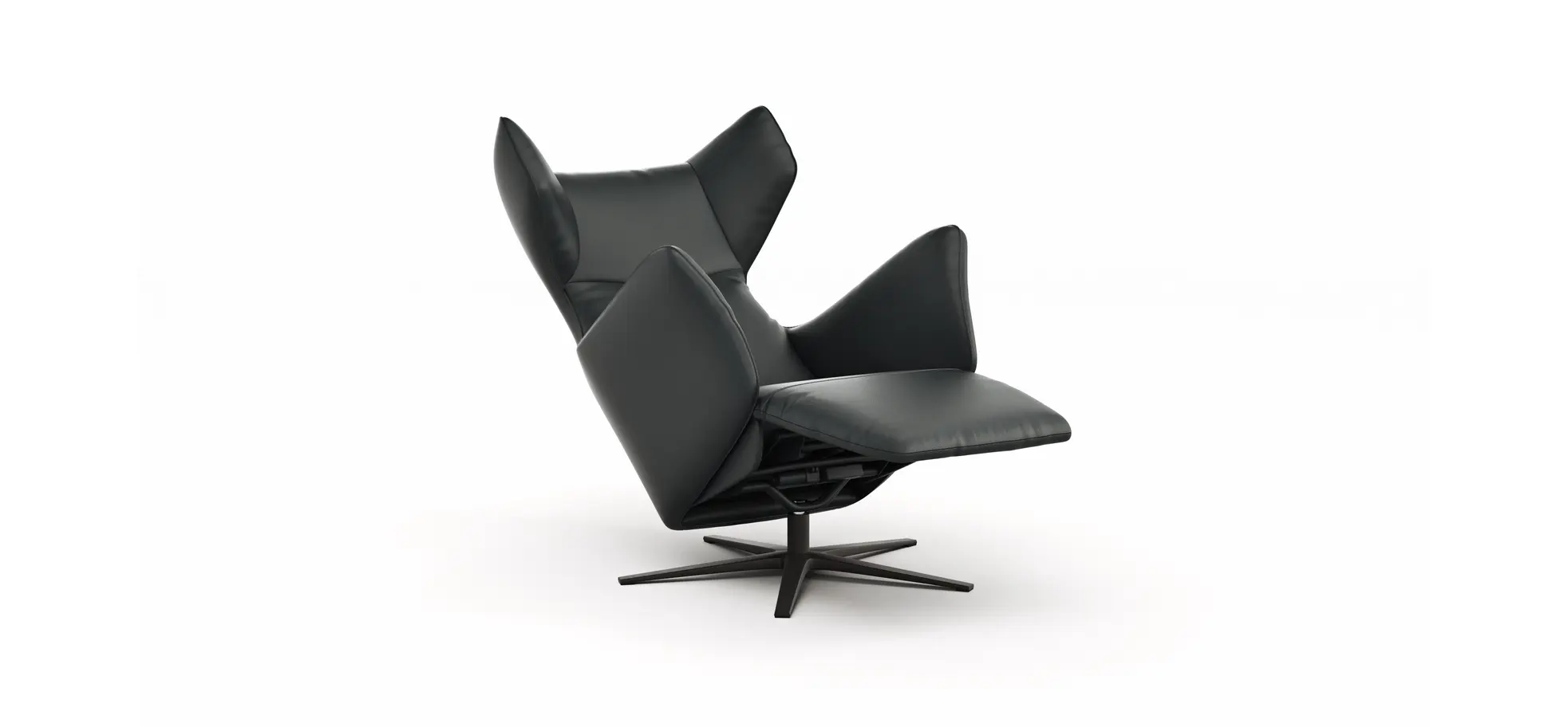 Sessel Noto Relax II - Rückenlehne und Fußteil verstellbar (motorisch), Leder, Schwarz