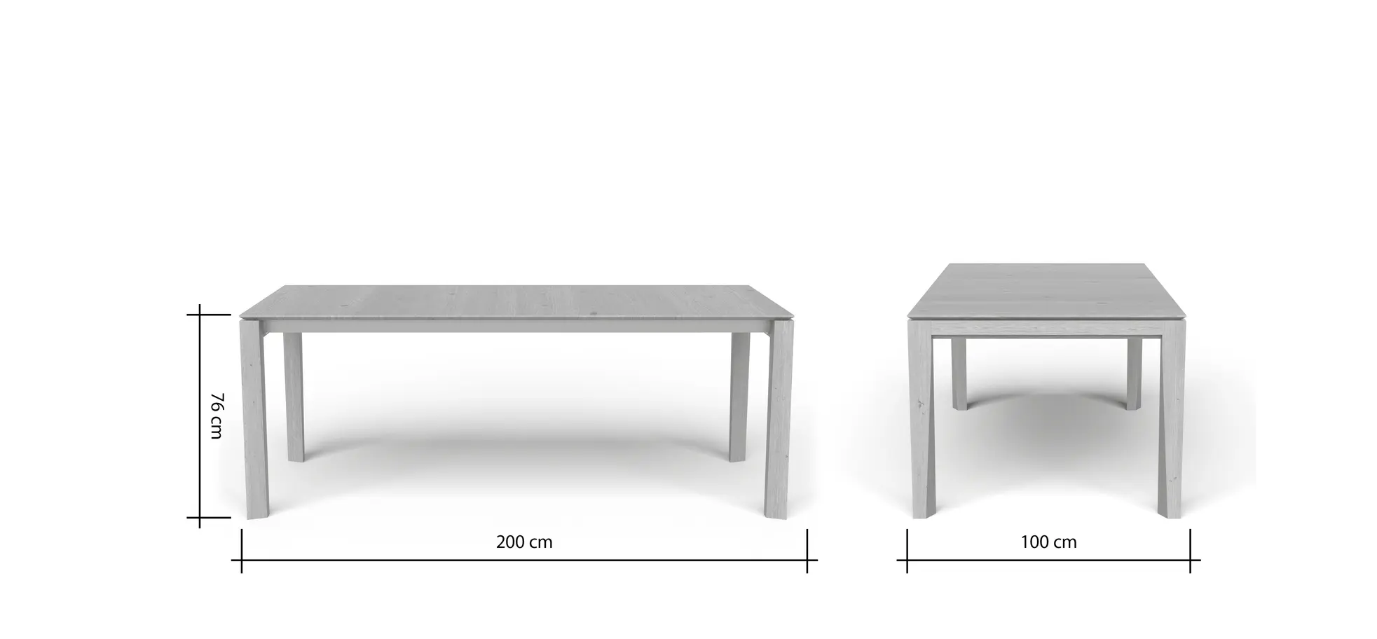 Esstisch 3400 - ausziehbar, LB ca. 200x100 cm, Asteiche massiv, Geölt, Gedrehter Fuss
