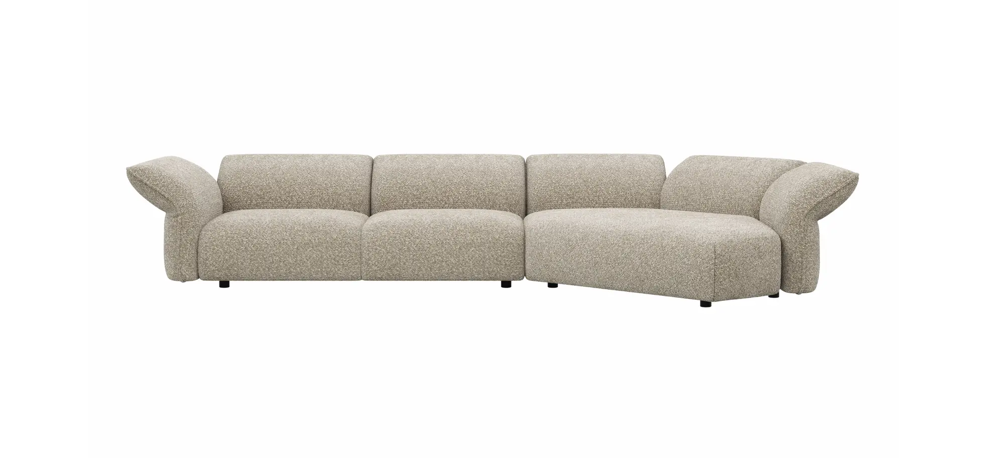 Trapezsofa Motone - 2-Sitzer mit Ecke rechts, Stoff, Beige 144541