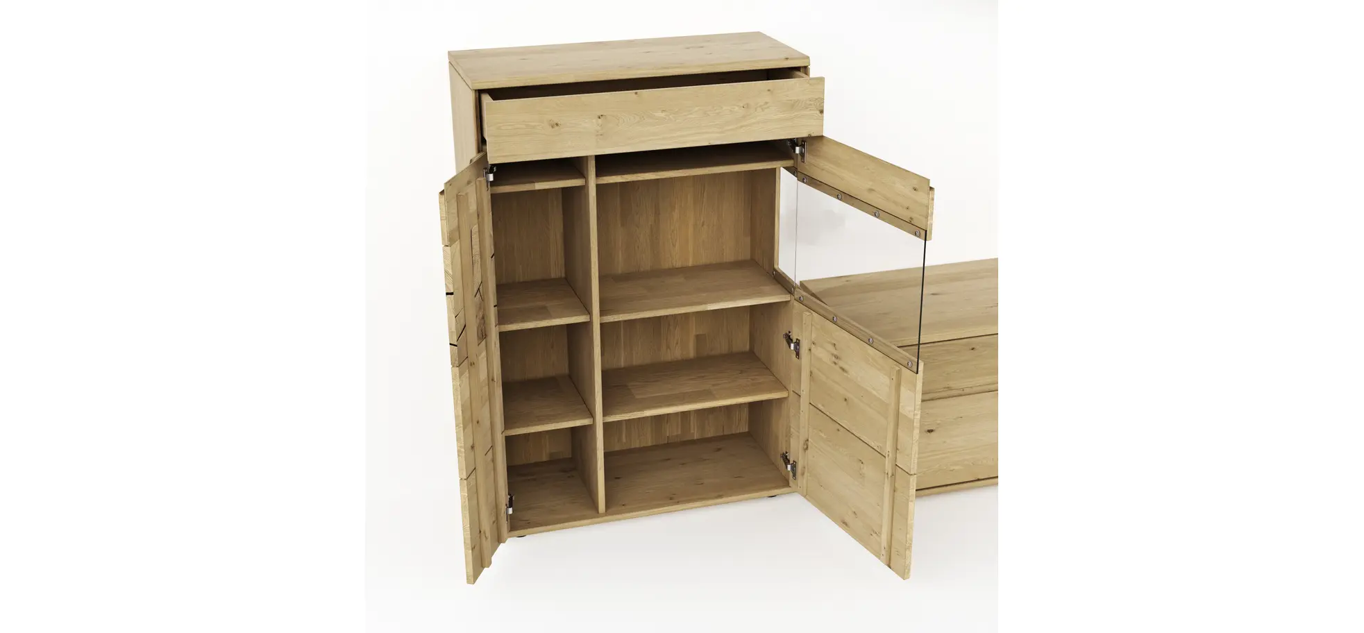 Wohnwand Amora - Wildeiche massiv bianco