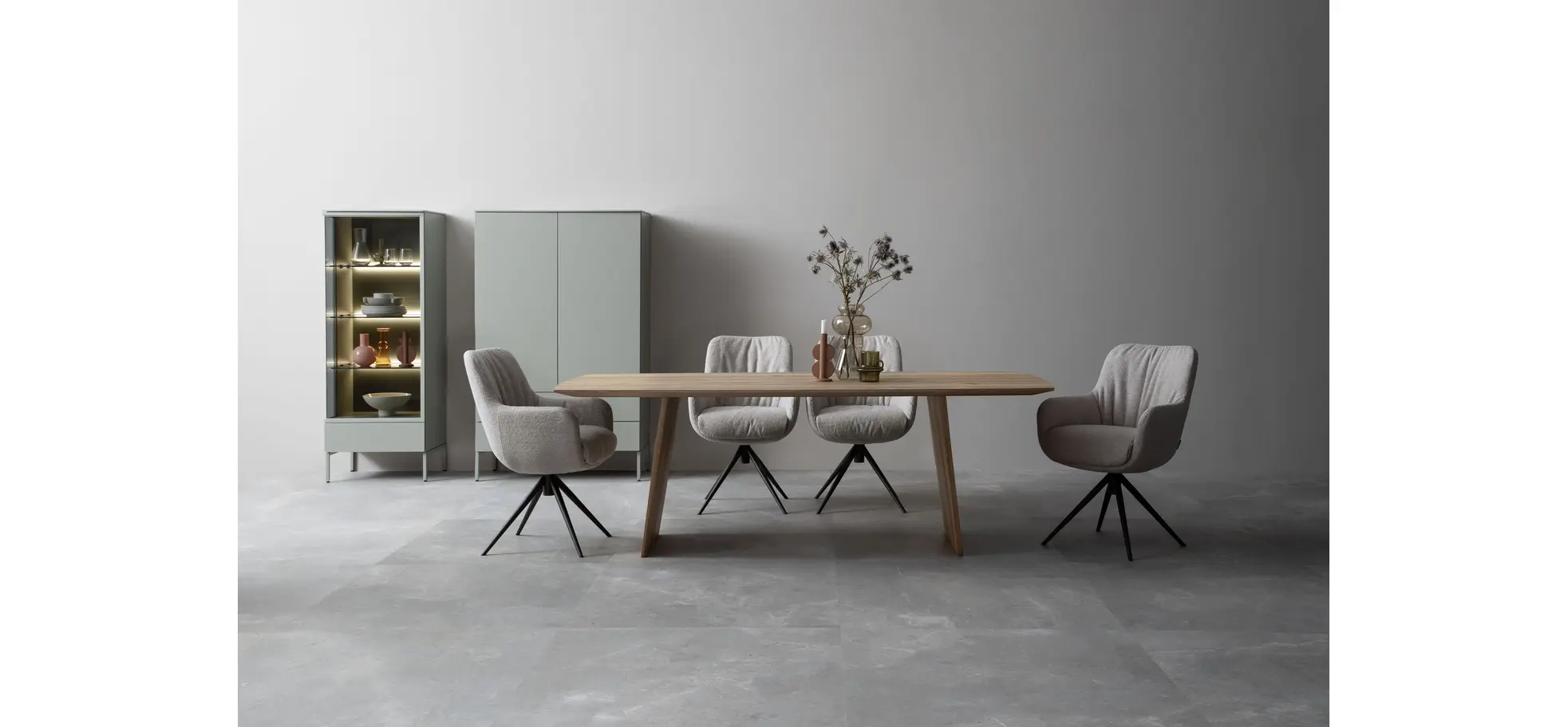 Armlehnstuhl Mis Legere - Boucle, Grau, Stativ, Anthrazit