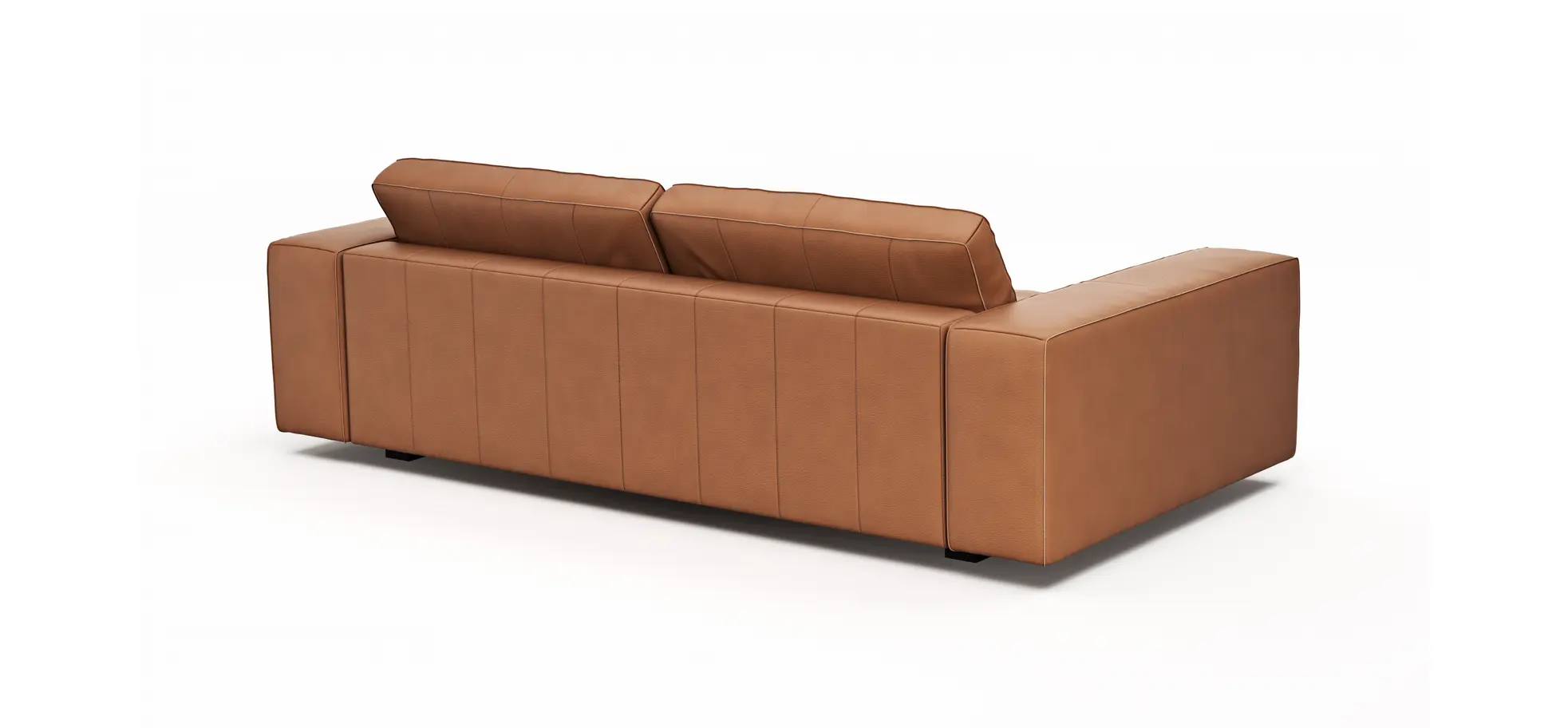 Sofa Aprino 1 - 3,5-Sitzer XL, Dickleder, Cognac, Armlehne Block breit
