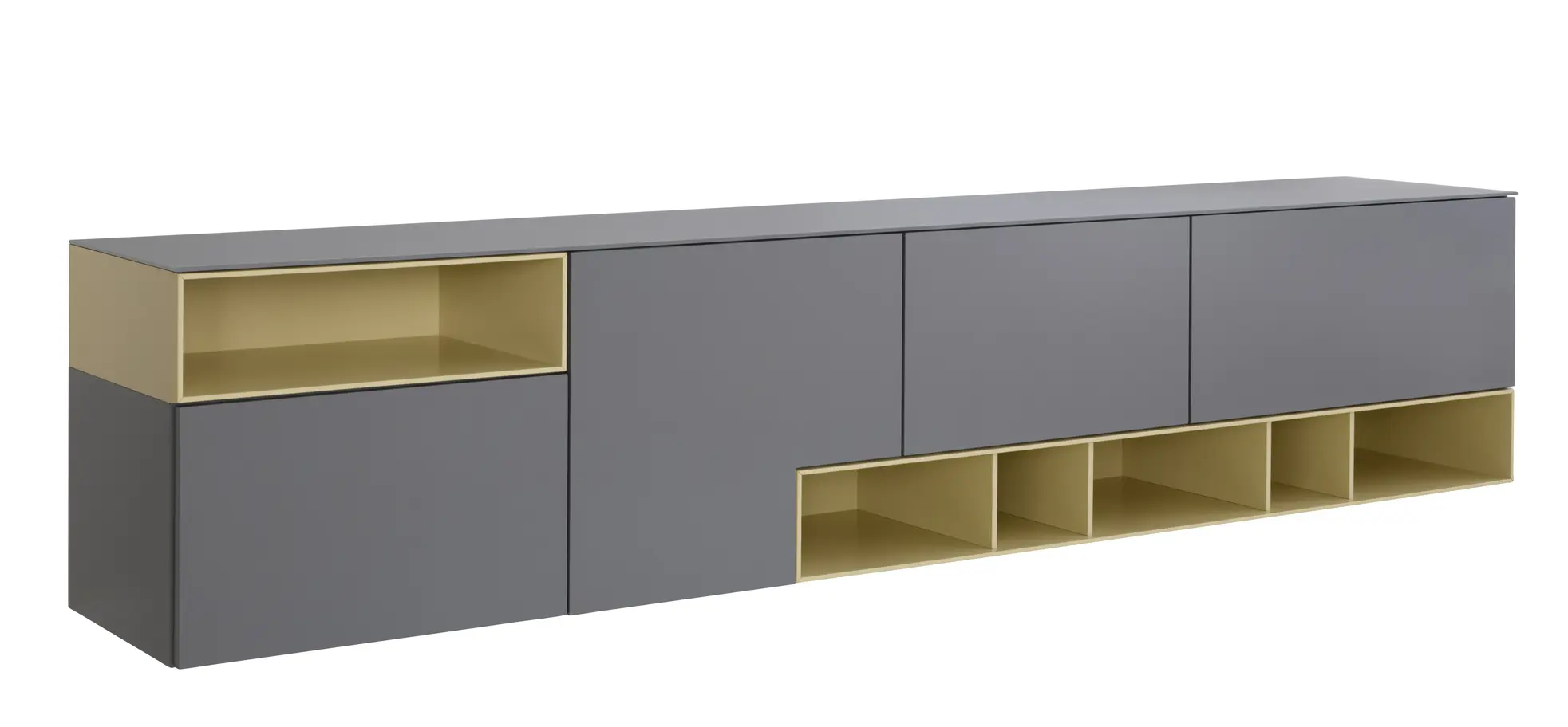 Sideboard 3900 - BHT ca. 260x55x45 cm, Lack, Steingrau 9150841