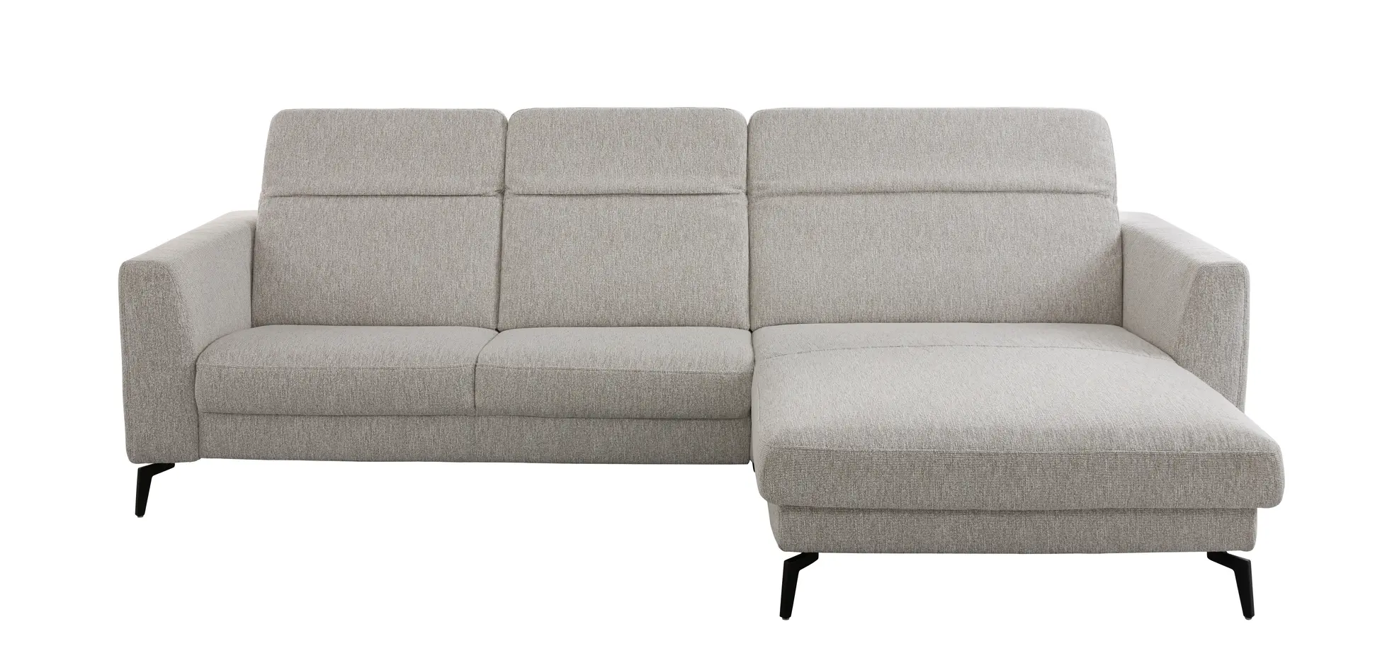 Ecksofa Rafaela 2.0 - 2,5-Sitzer mit Longchair rechts inkl. Kopfteilverstellung, Stoff, Champagner