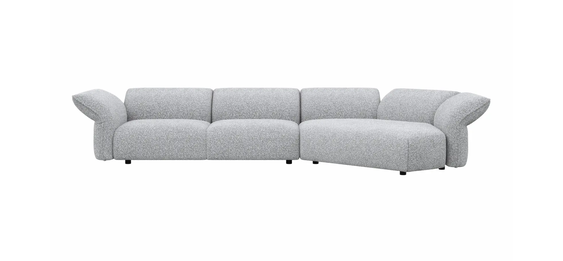 Trapezsofa Motone - 2-Sitzer mit Ecke rechts, Stoff, Hellgrau 203107