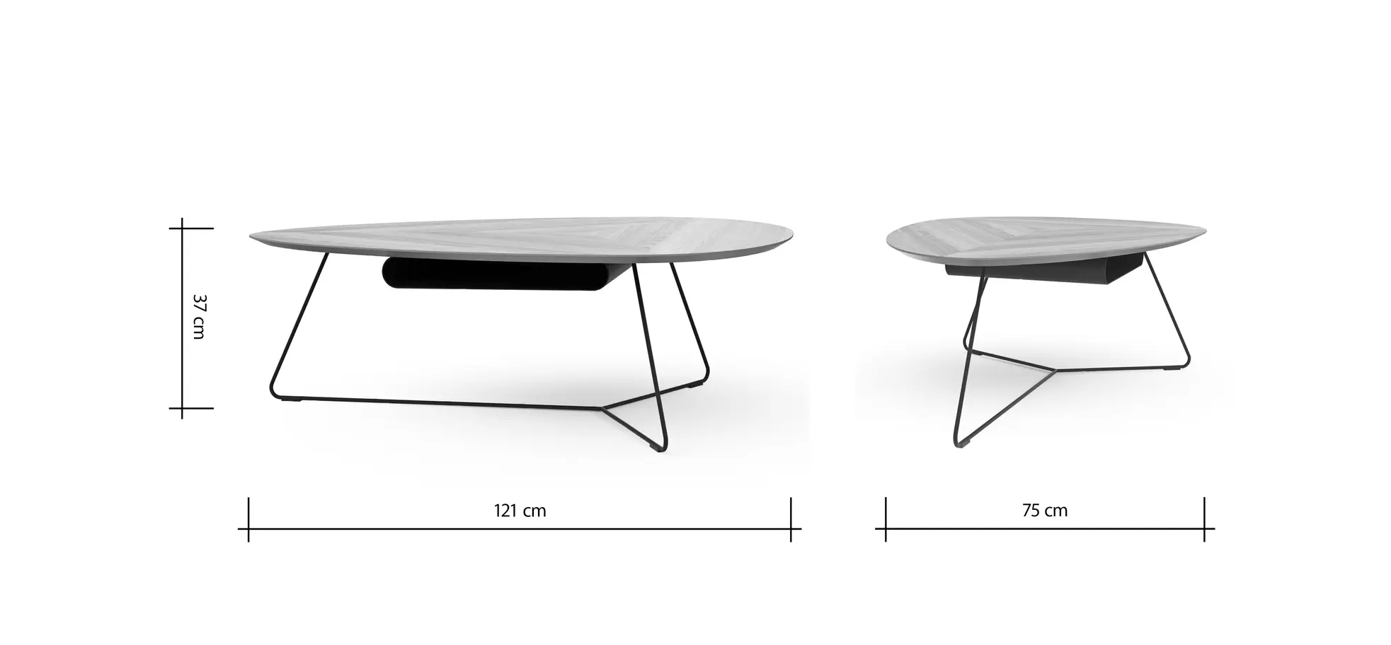 Couchtisch Fano - LBH ca. 121x75x38 cm, Eiche natur, Furnier