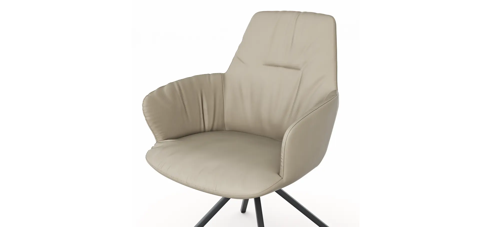 Armlehnstuhl Pegara - Leder, Graubraun