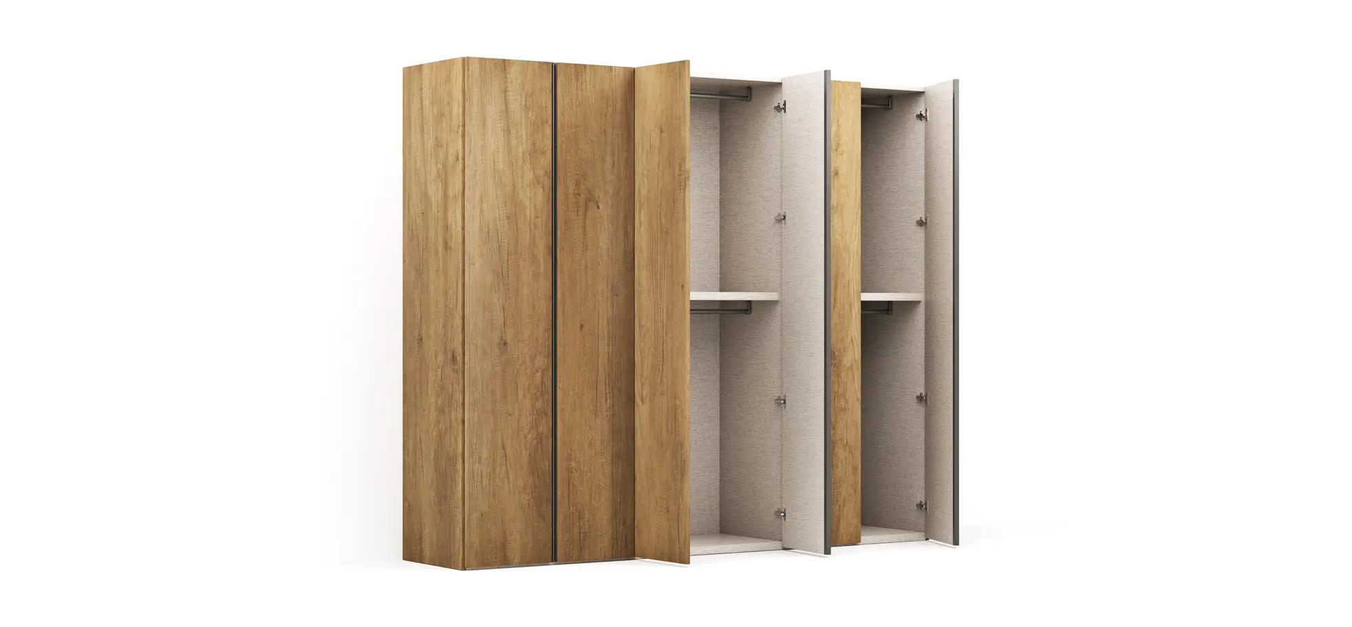 Drehtürenschrank Loretto - B ca. 280 cm, Melamin Astig hell