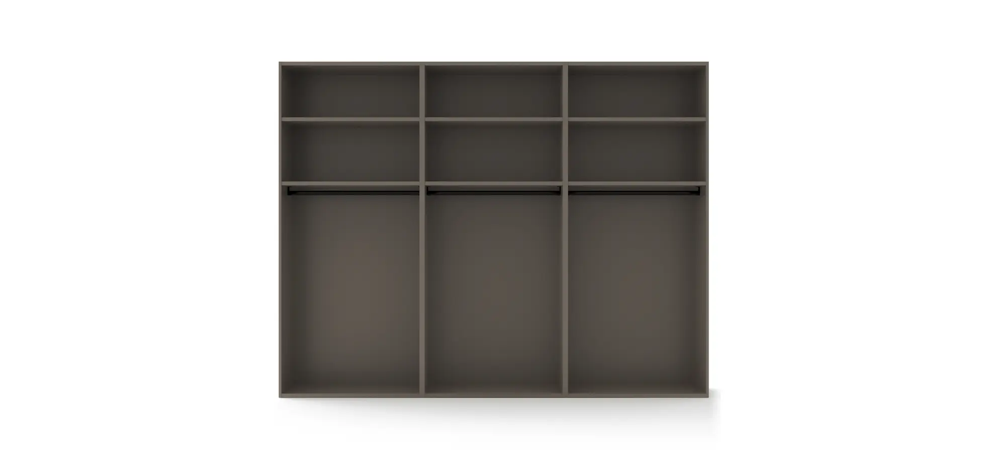 Drehtürenschrank Matera - BHT ca. 301x235x60 cm, Lack Matt, Muschelgrau, Griffe Coffee