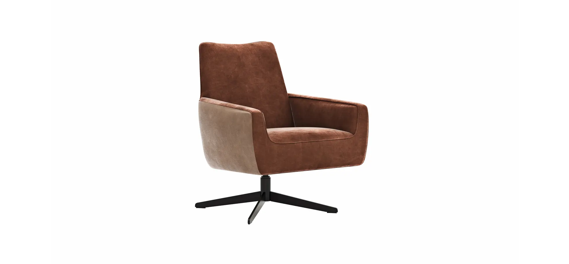 Drehsessel Matina - Größe M, Leder&Stoff, Cognac, Kupfer 118993