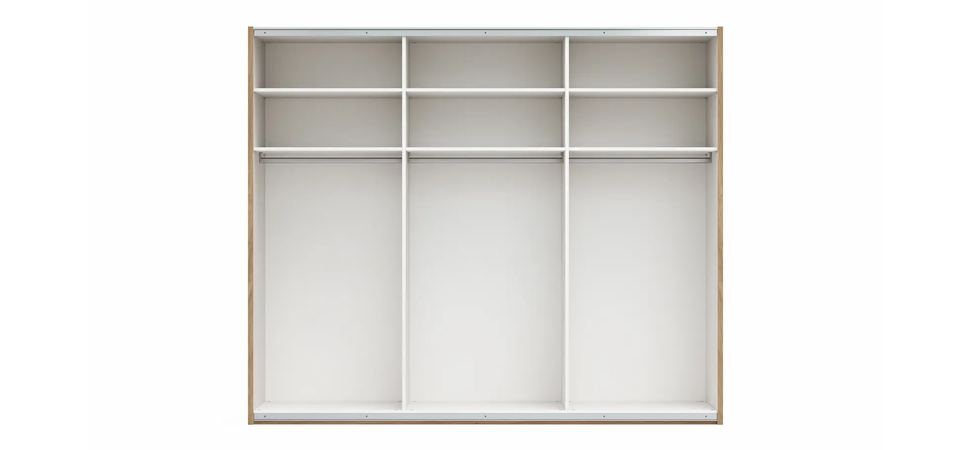 Schwebetürenschrank Viana - B ca. 271 cm, Lack, Weiß, Riffholz, Balkeneiche