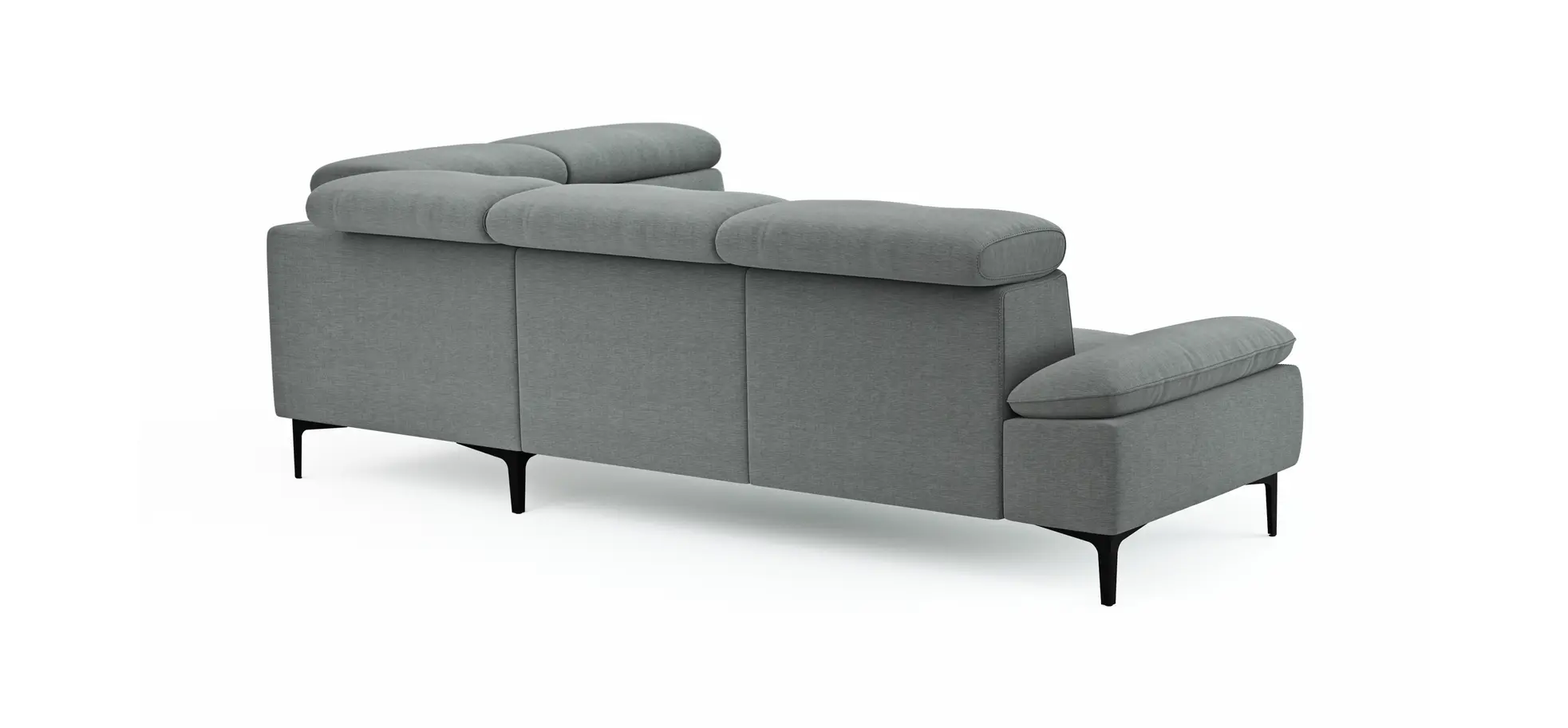 Ecksofa Felipa - 2,5-Sitzer mit Ecke rechts inkl. Kopfteil verstellbar, Stoff, Grau