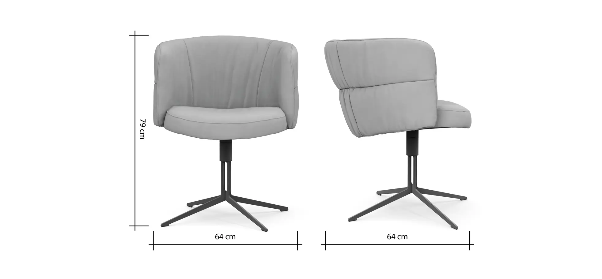 Armlehnstuhl Milana - drehbar, Leder, Offwhite