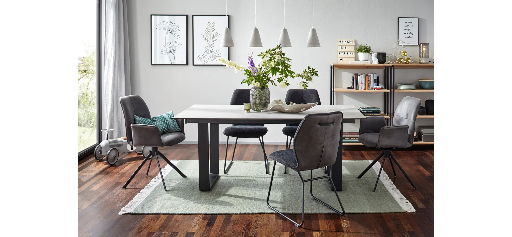 Esstisch Dinner - LB ca. 180x95 cm, Kunststoff, Hellgrau