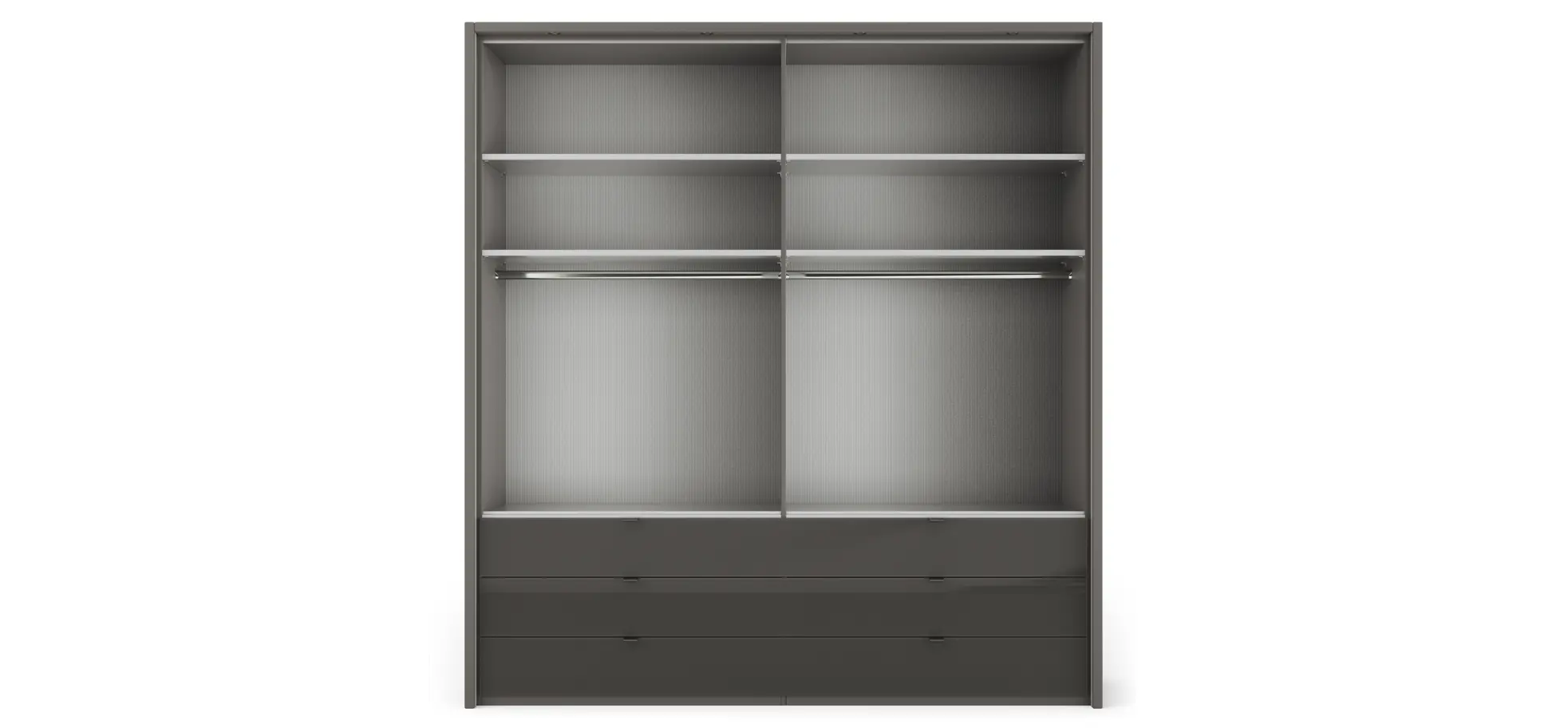 Drehtürenschrank Marbella - B. ca. 157cm, Korpus Melamin, Grau, Front Glas, Weiß