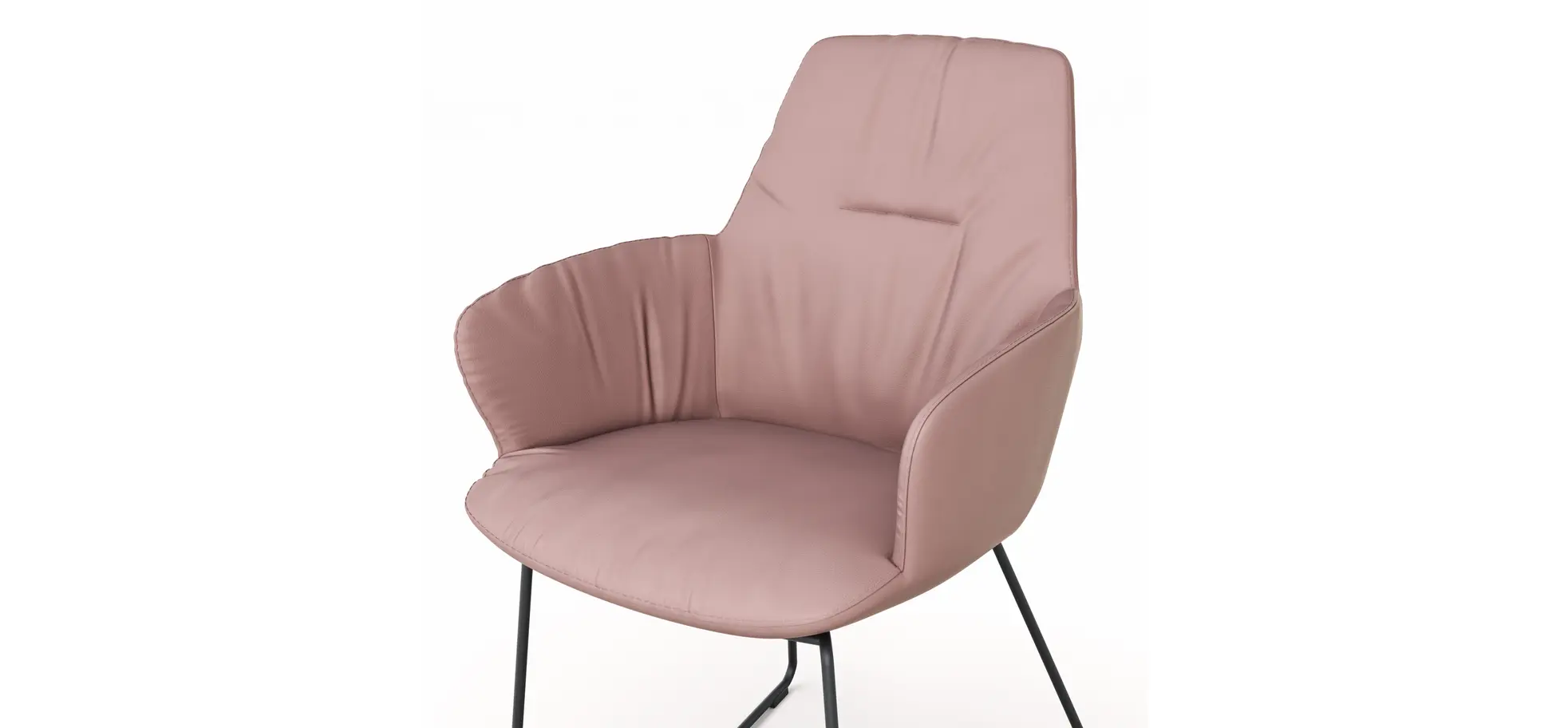 Armlehnstuhl Pegara - Leder, Mauve, Kufe