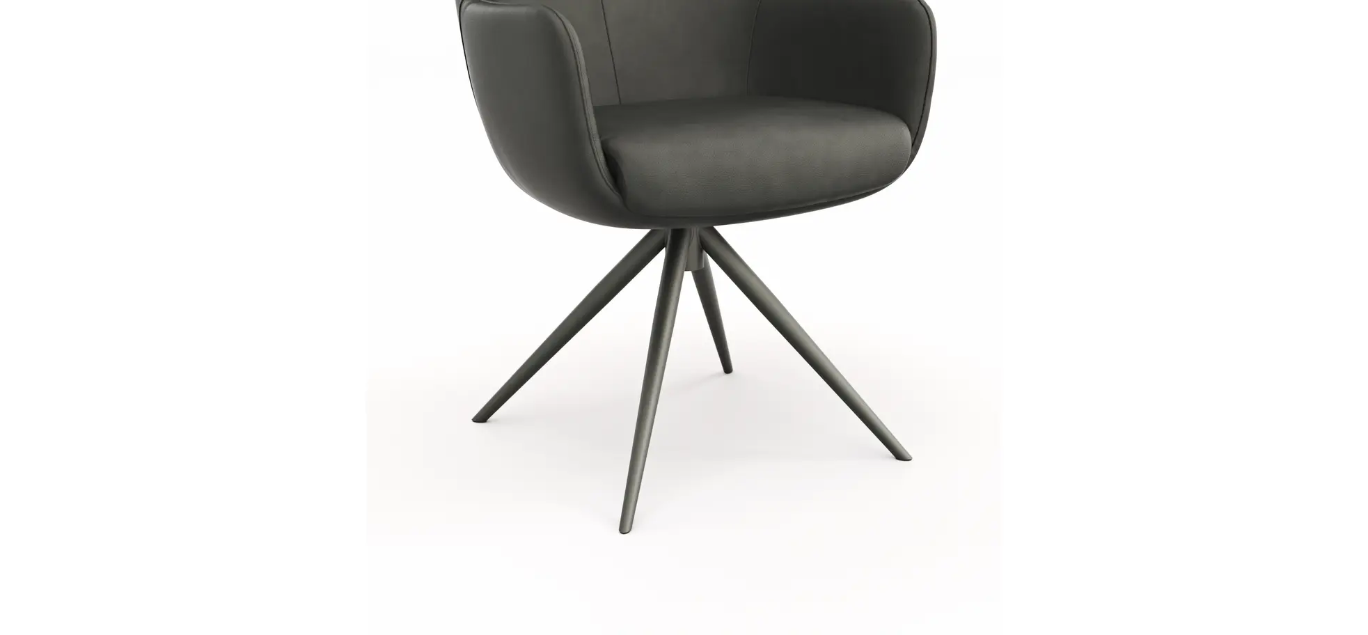 Armlehnstuhl Mis - Leder, Dunkelbraun, Gestell, Anthrazit